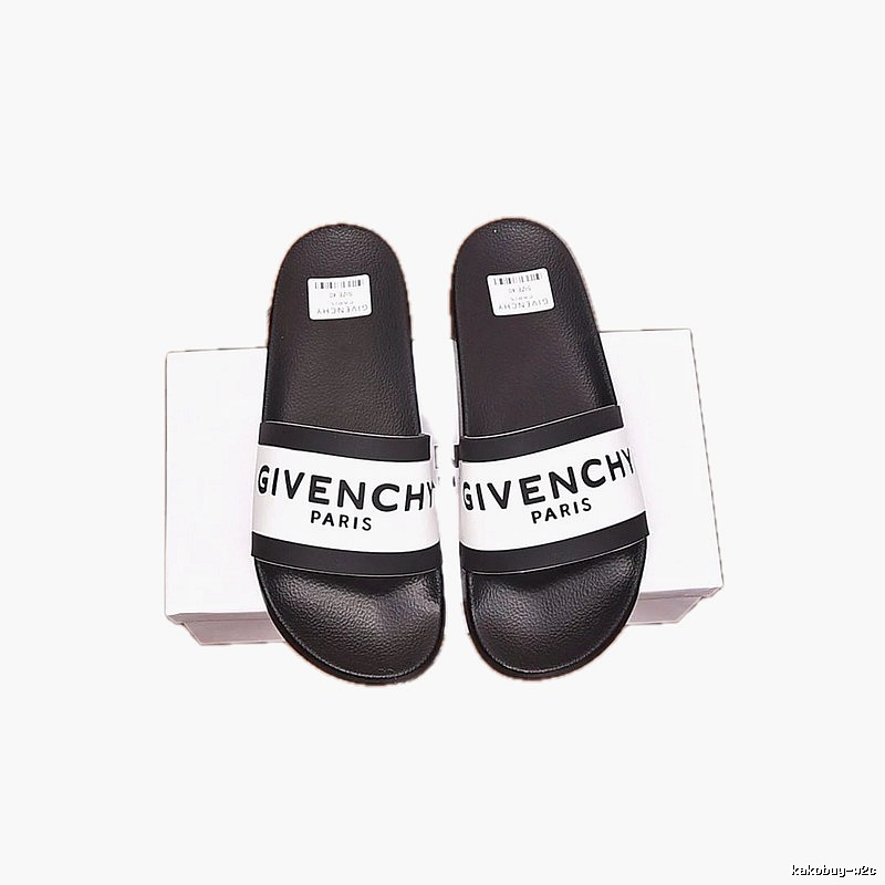 Givenchy Letter Printed Streetwear-style Black and White Slides