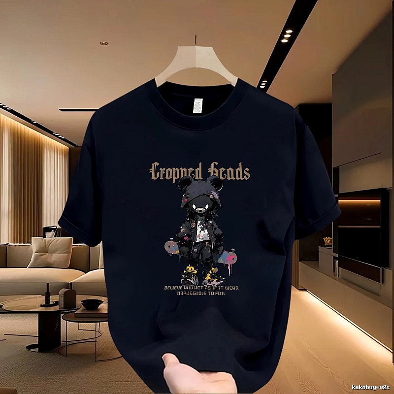 Gloomy Bear Streetwear Street-style Navy Blue Short-sleeve T-shirt