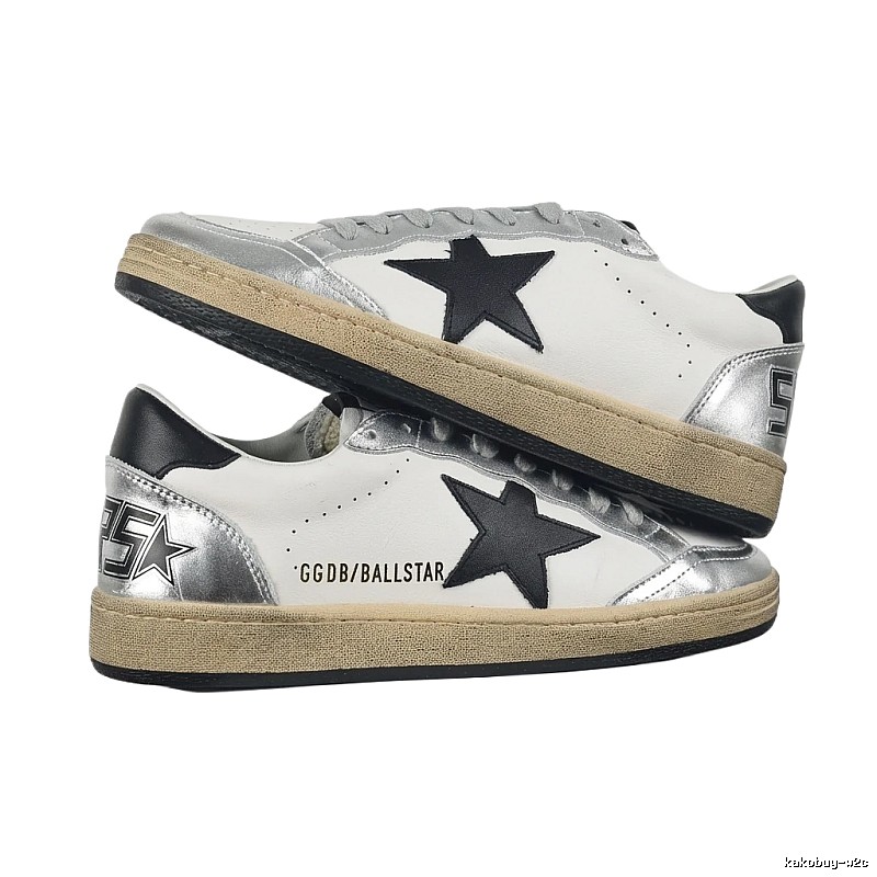 Golden Goose Star Retro Style Silver-White Shoes