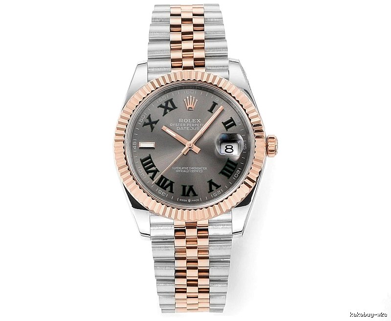 Gray Roman Dial Two-Tone Datejust Watch by Rolex - Occasion