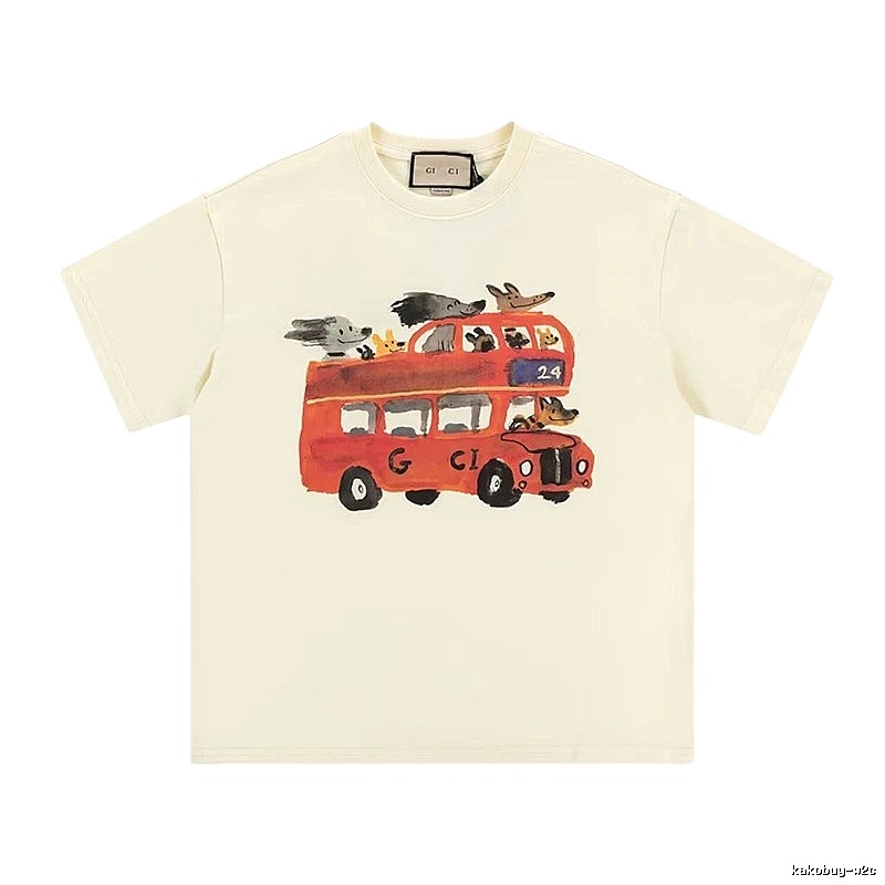 Gucci Bus Print Whimsical Style Off-white T-Shirt