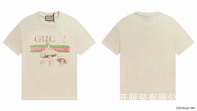 Gucci Co-branded Retro Style Off-white Printed T-Shirt