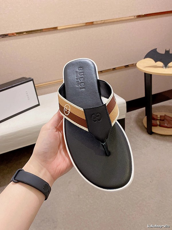Gucci Double G Series Casual Style Black and Brown Flip-Flops