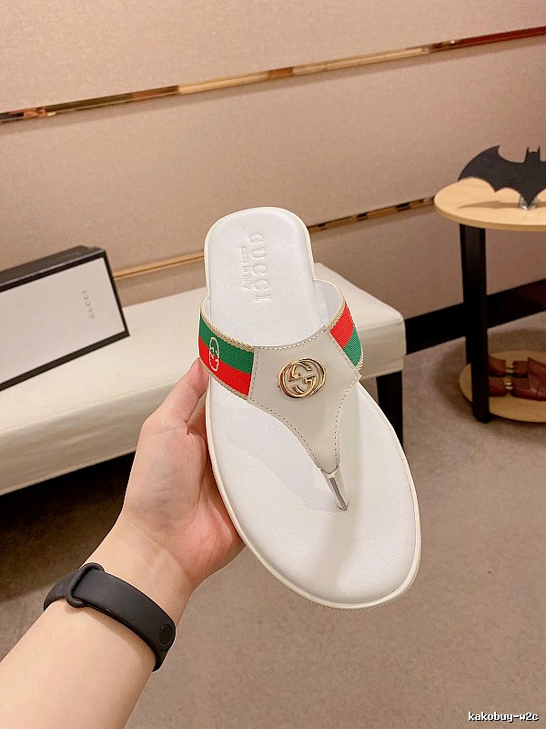 Gucci Double G Webbing Vintage Style White Flip-Flops