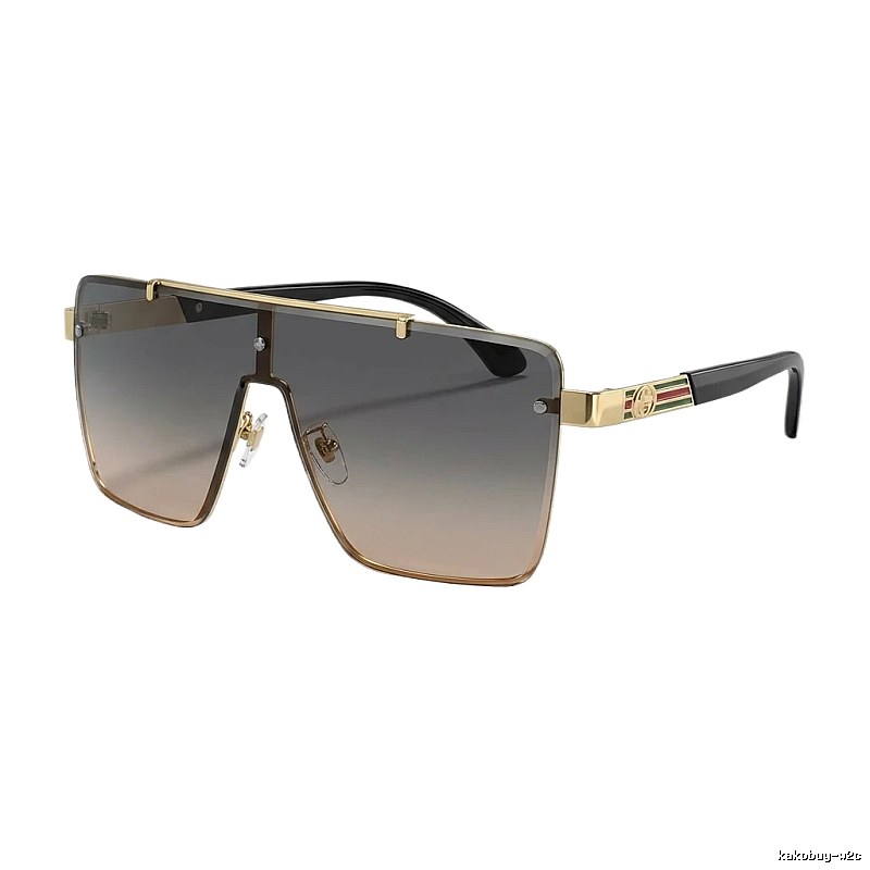 Gucci square - shaped fashionable gold sunglasses