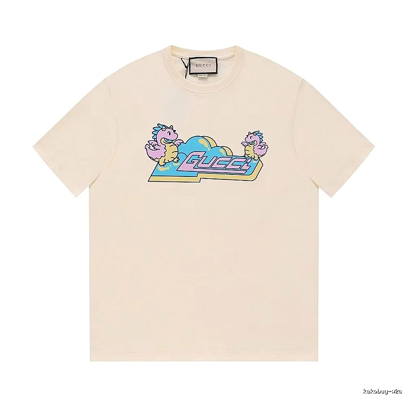 Gucci Year of the Dragon Collection Cartoon Style Off-white Short Sleeve T-shirt