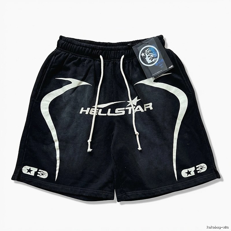 Hellstar dark-style black shorts