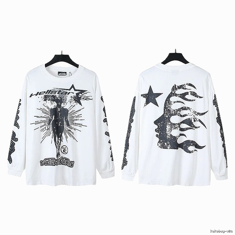 Hellstar dark style white long-sleeved shirt
