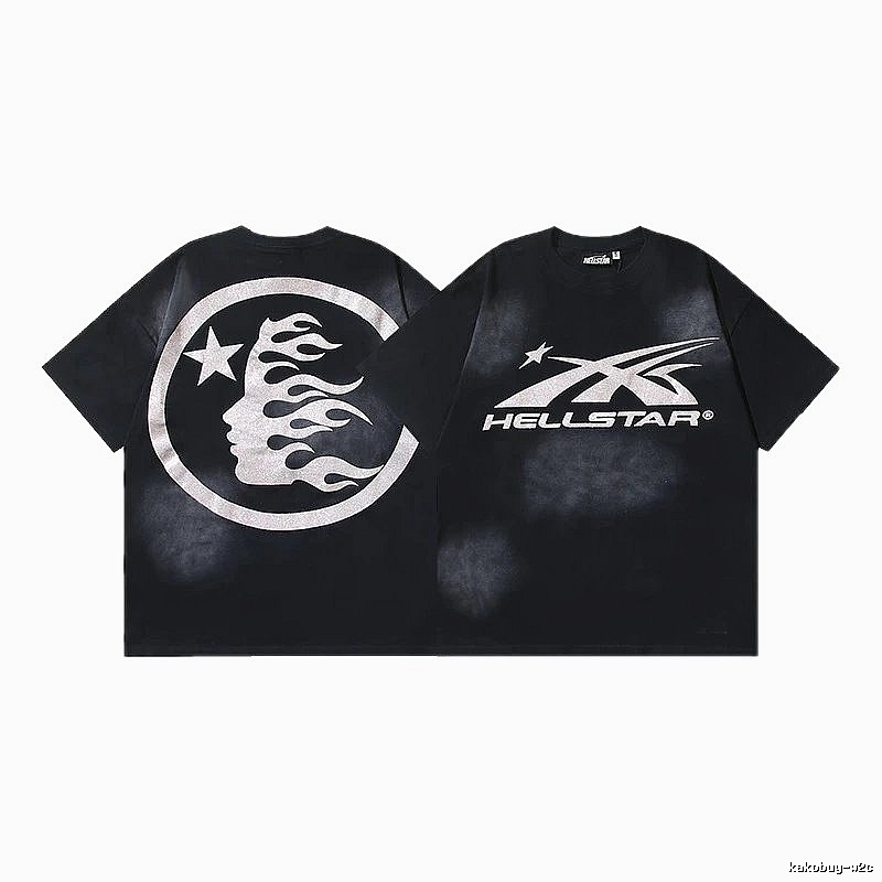 Hellstar Flame Print Street Style Black T-Shirt