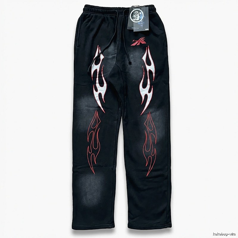 Hellstar Flame Wind Black Sweatpants