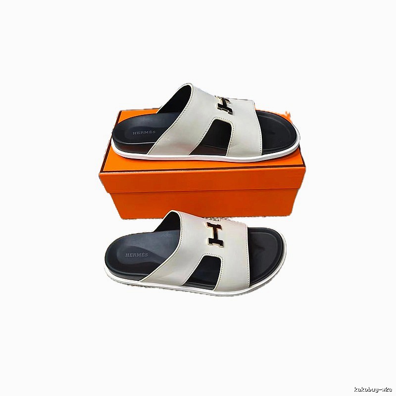 Hermès H Series Light Luxury Style Off-white Slide Sandals
