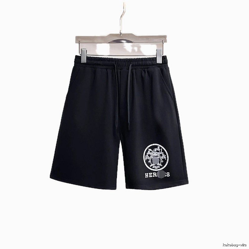 Hermès Logo Print Casual Style Black Shorts