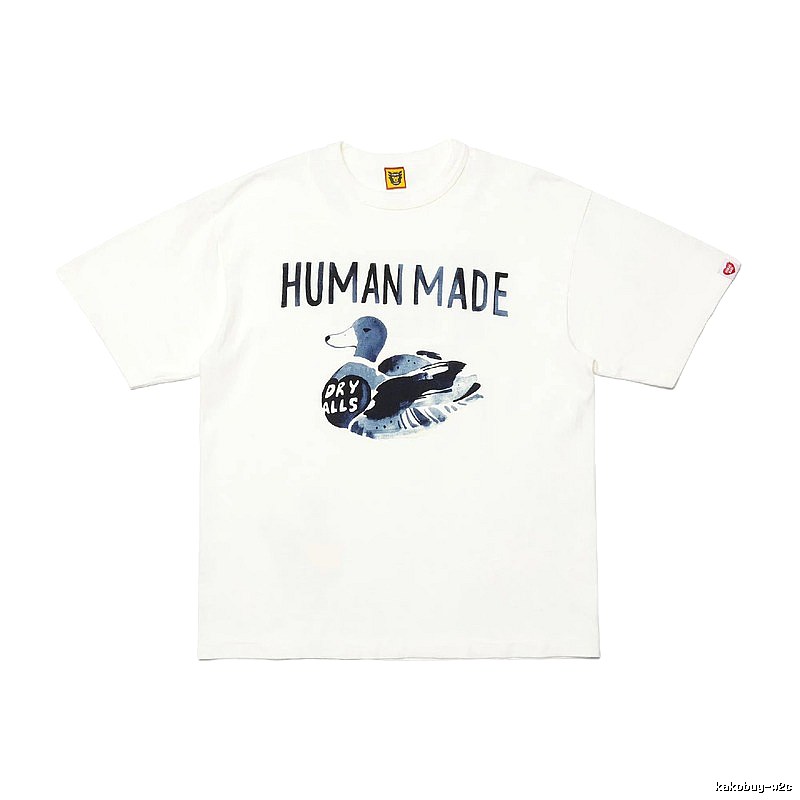 HUMAN MADE Duck Print Vintage Style Off-white Short Sleeve T-shirt