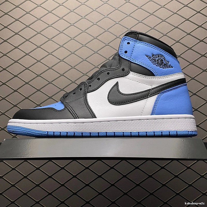 Jordan Basketball High-Tops in Black and Blue with Molded Eyelet Wings