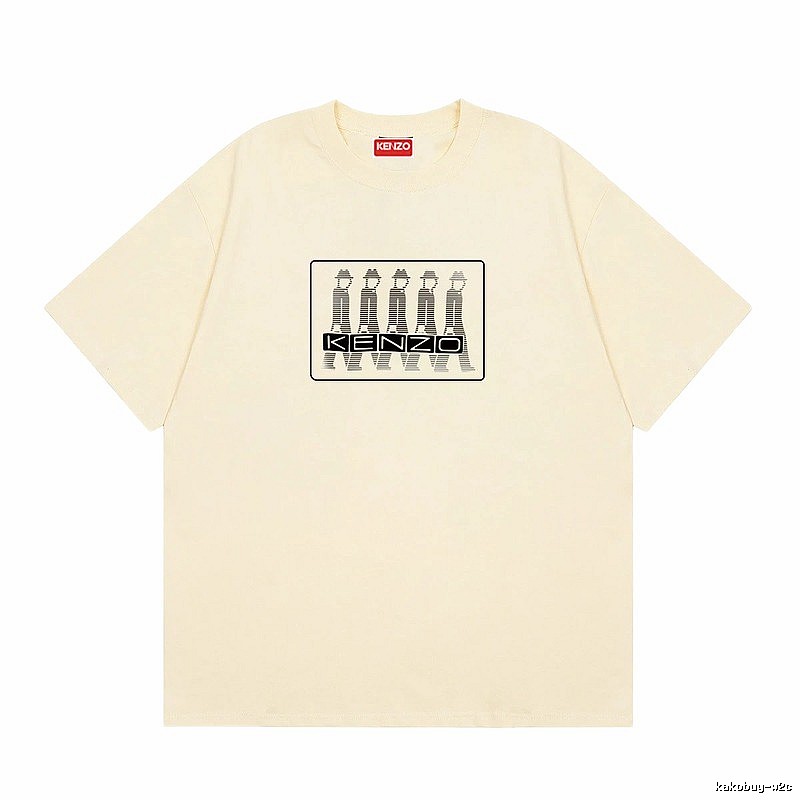KENZO Character Print Casual Style Beige T-shirt
