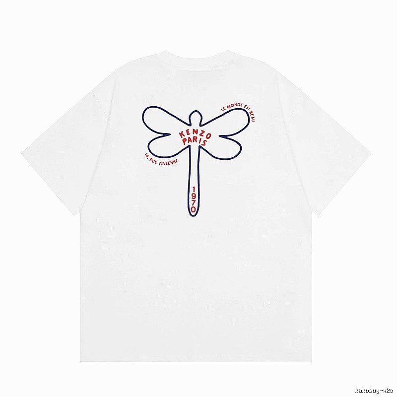 KENZO Dragonfly Print Casual White T-Shirt