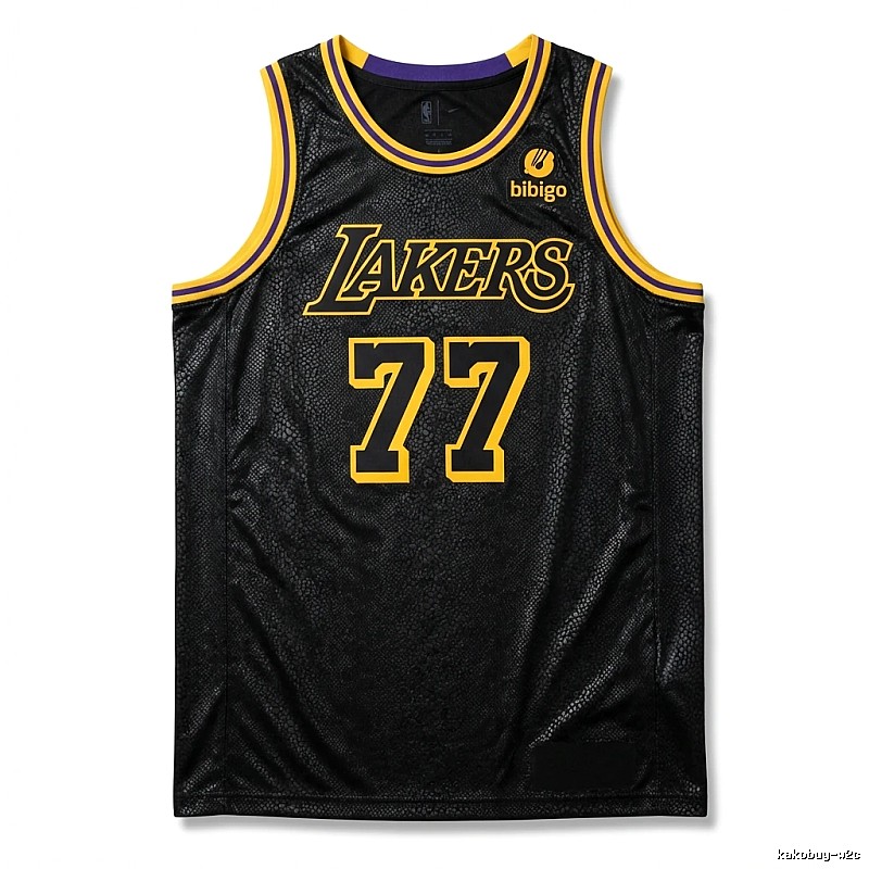 Lakers No. 77 black and yellow basketball uniform