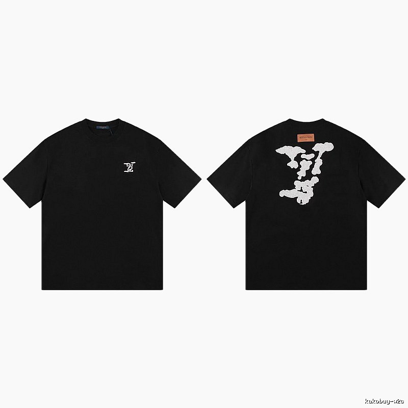 Louis Vuitton Auspicious Cloud Print Trendy Style Black T-Shirt