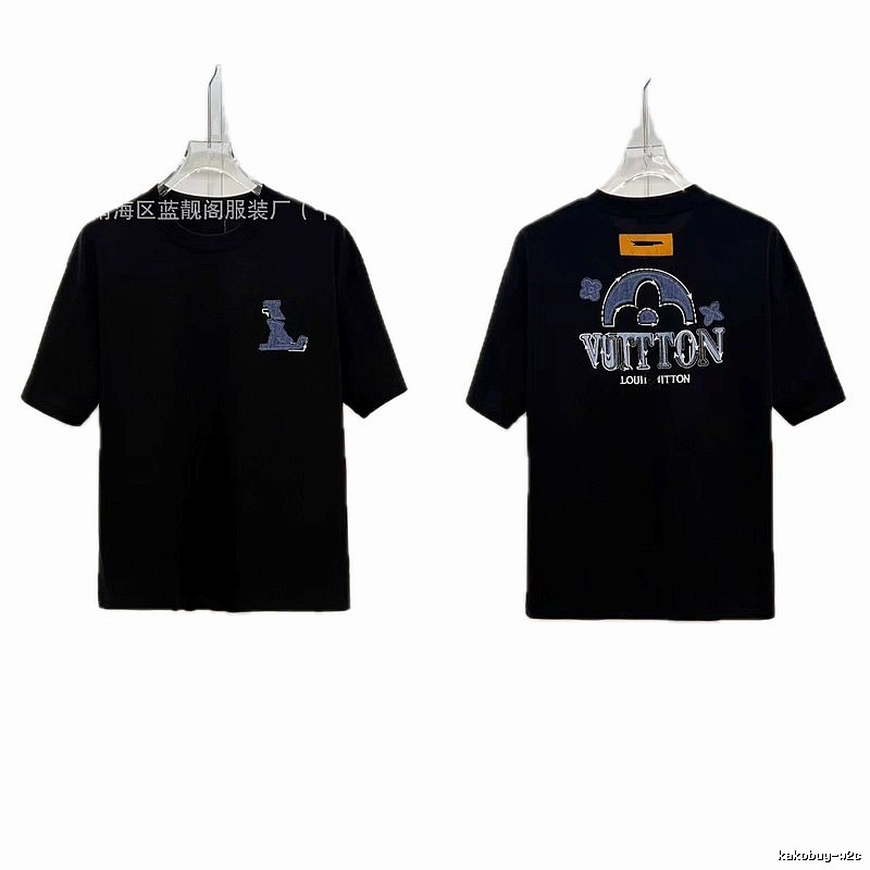 Louis Vuitton Embroidered Streetwear-style Black Short-sleeve T-shirt