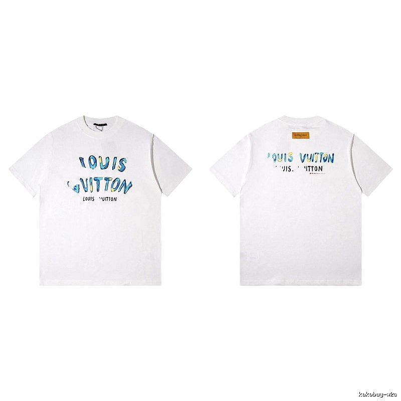 Louis Vuitton Hand-painted Graffiti Casual Style White T-shirt