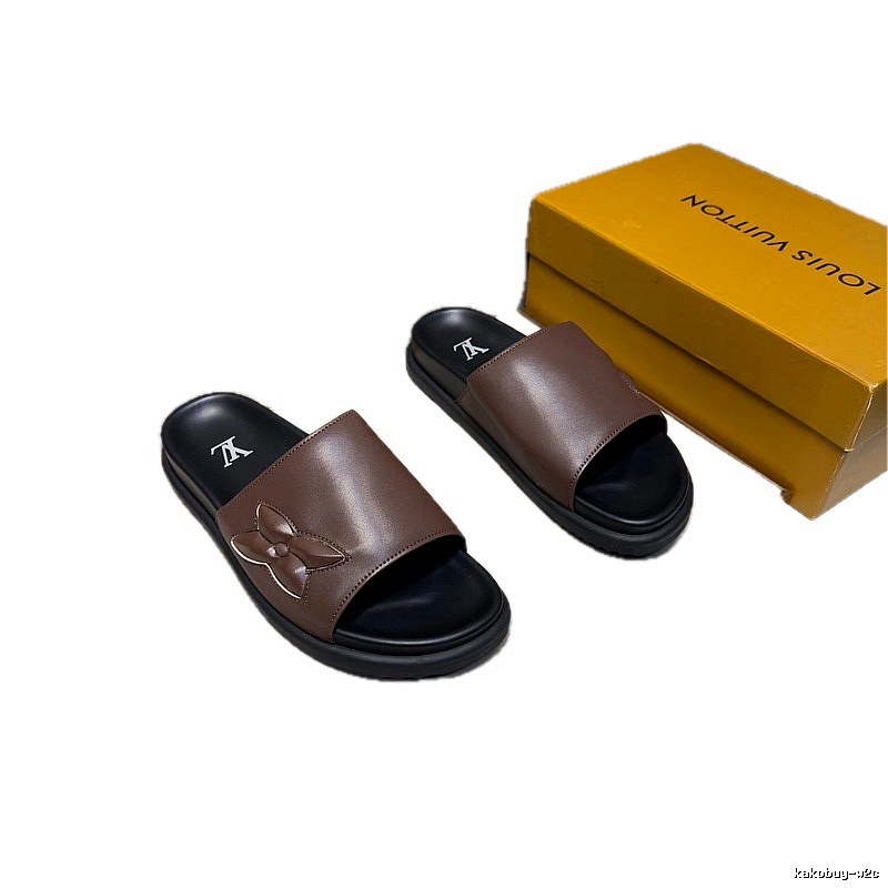 Louis Vuitton Monogram Casual Style Brown Slides
