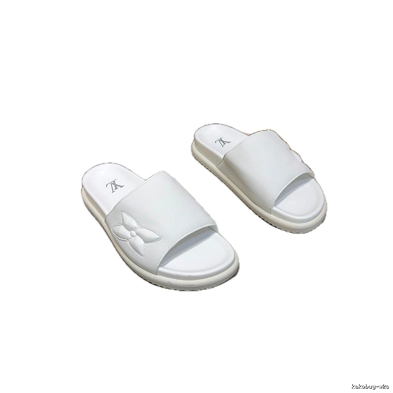 Louis Vuitton Monogram Casual Style White Slide Sandals