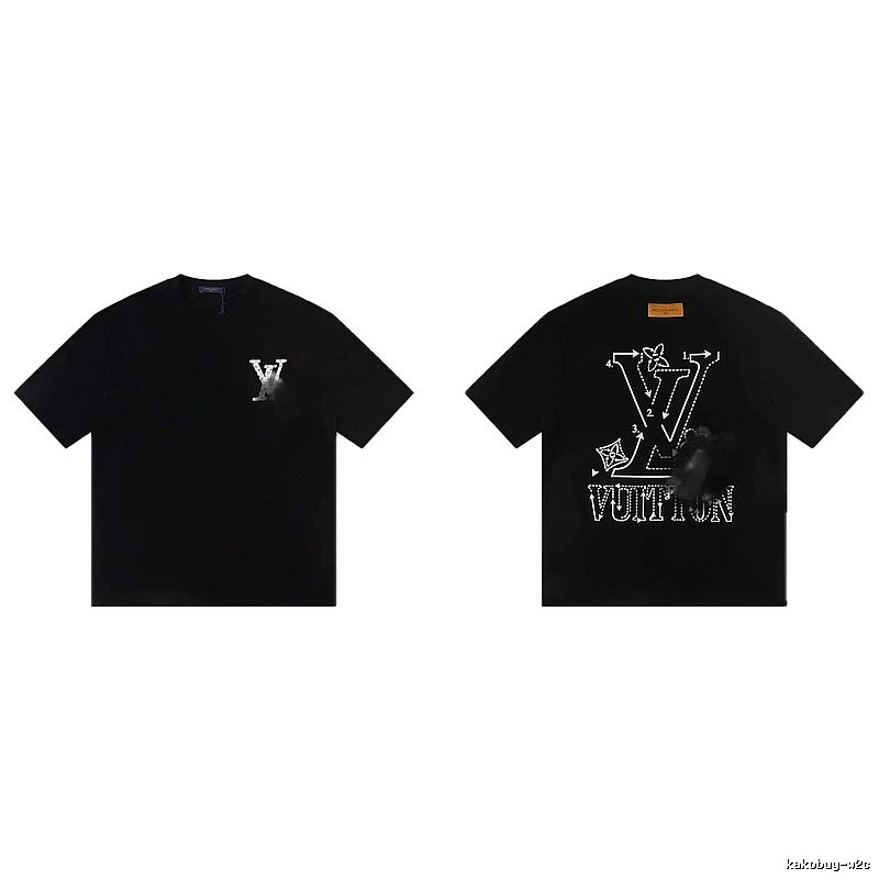 Louis Vuitton Printed Cool Style Black Short-sleeve T-shirt