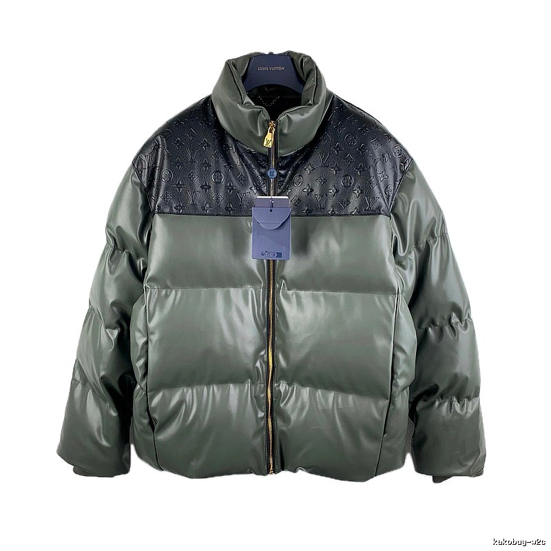 LV classic style fashionable dark green down jacket