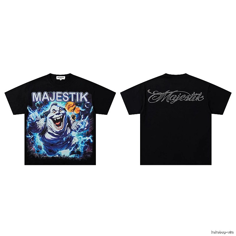 MAJESTIK Ghost Print Street Style Black T-Shirt