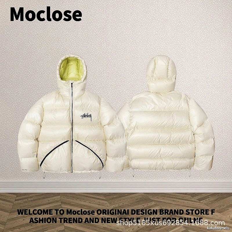 Moclose Travel Puffer jacket Black Glossy Hooded with Modern Look