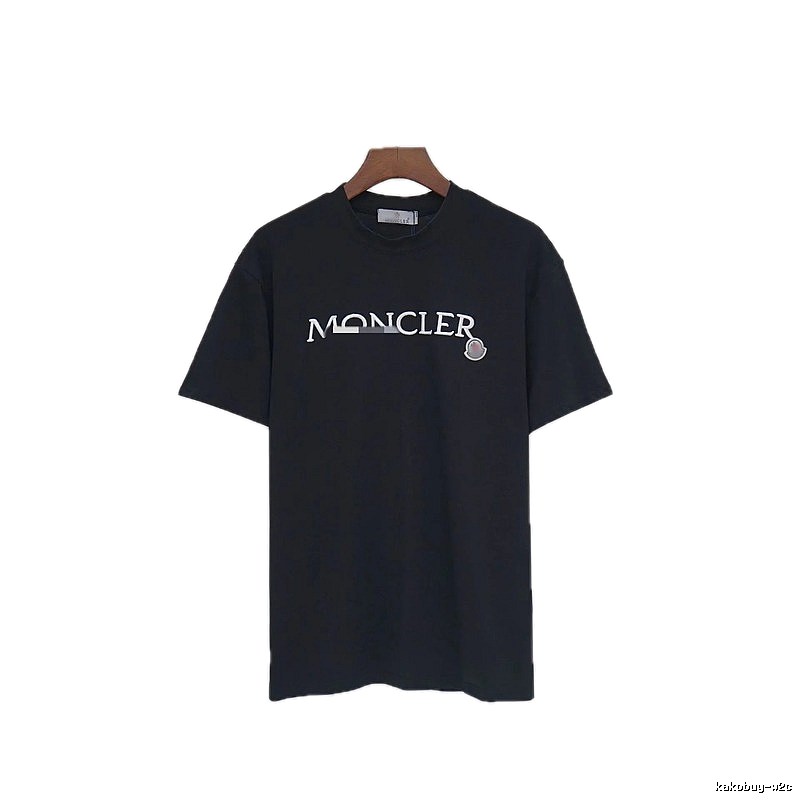 Moncler Embroidered Casual-Style Black T-Shirt