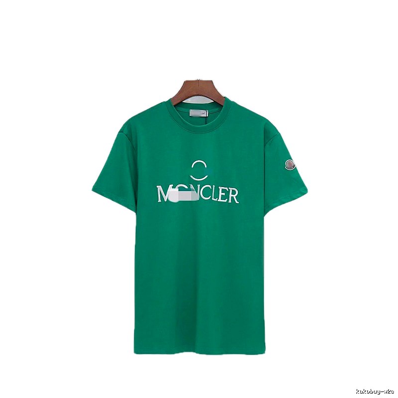 Moncler Embroidered Casual Style Green T-Shirt