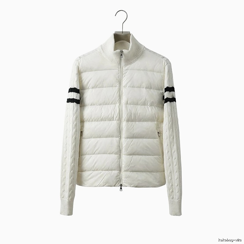 Moncler knitted and spliced windproof white down jacket