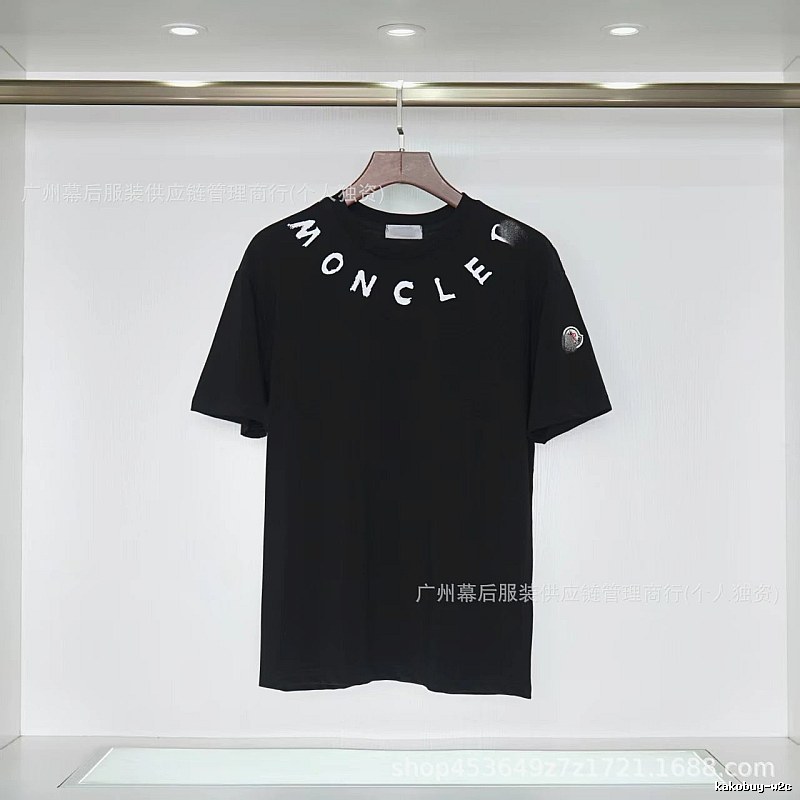 Moncler Letter Print Casual Style Black T-Shirt