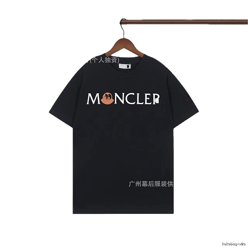 Moncler Letter Print Streetwear Style Black Short-sleeve T-shirt