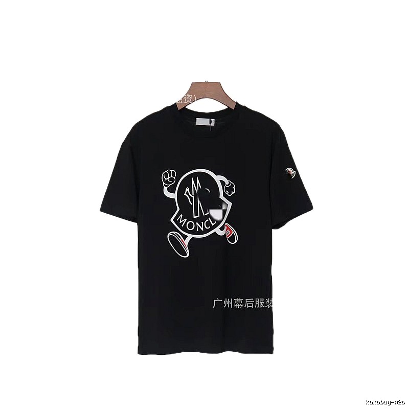 Moncler Trendy Black Cartoon Print Short-sleeved T-shirt