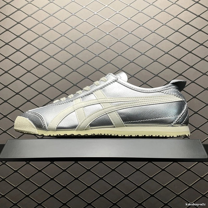 Onitsuka Tiger Low-Top Sneakers, Classic Lace-Up in Silver and Cream