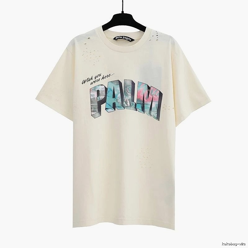 Palm Angels Daily Logo T-shirt White Palm Tree with Visual Detail