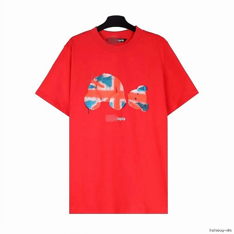 Palm Angels Streetwear Bear graphic T-shirt White Colorful Bear with Logo Accent
