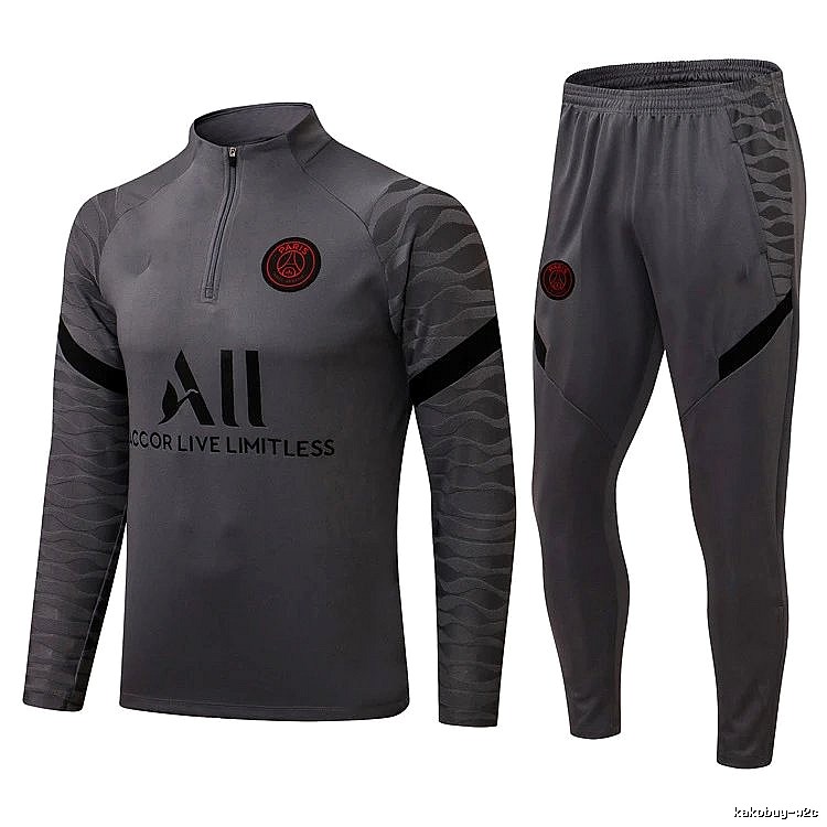Paris Saint-Germain 2021-22 Gray Training Tracksuit Set Commuter Look