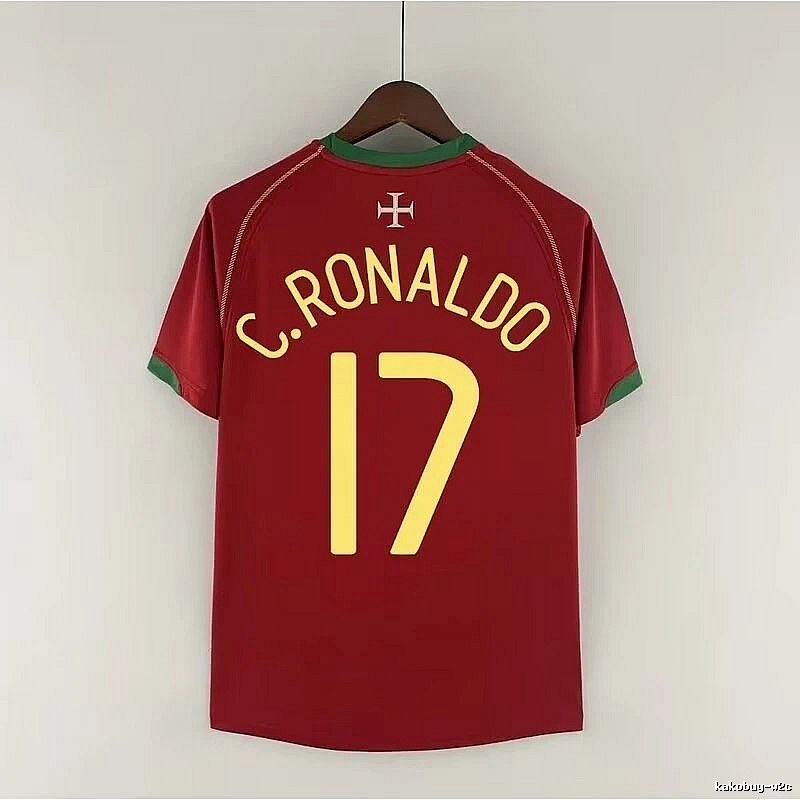 Portugal Classic Ronaldo #17 soccer jersey Red Portugal Football for Daily Styling