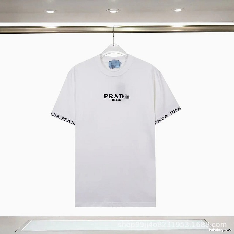 Prada Classic Webbing Minimalist Style White T-Shirt