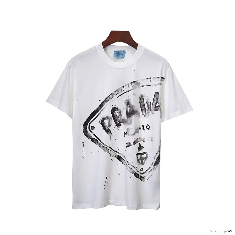 Prada Graffiti Print Street Style White T-Shirt