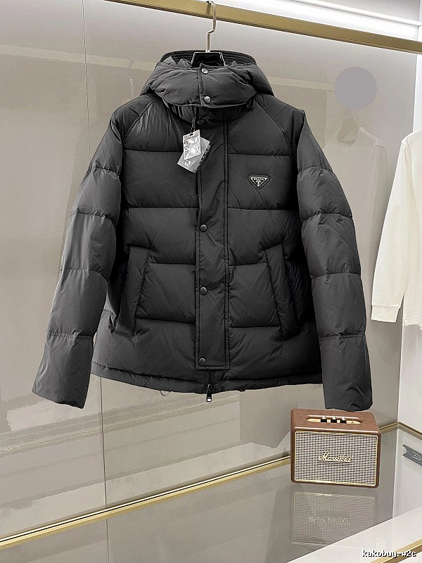Prada Hooded Puffer Jacket with Black Hooded Logo