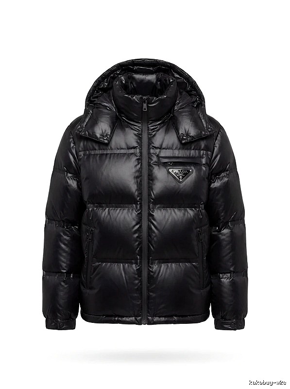 Prada triangle logo black down jacket