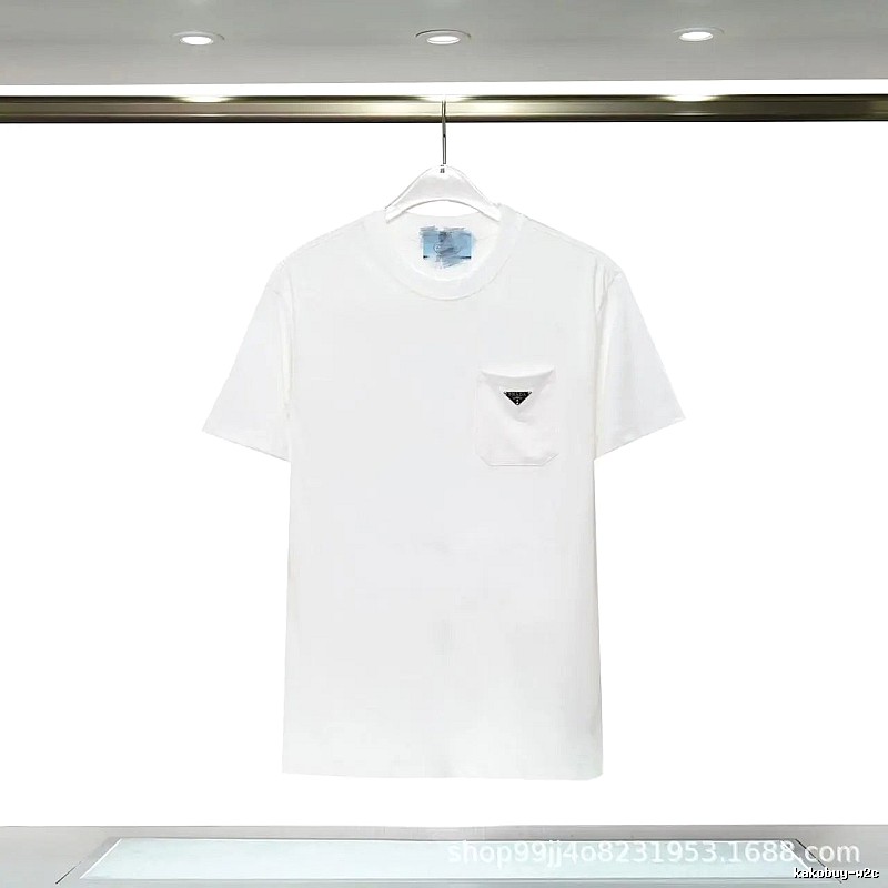 Prada Triangle Logo Minimalist Style White Short-sleeve T-shirt