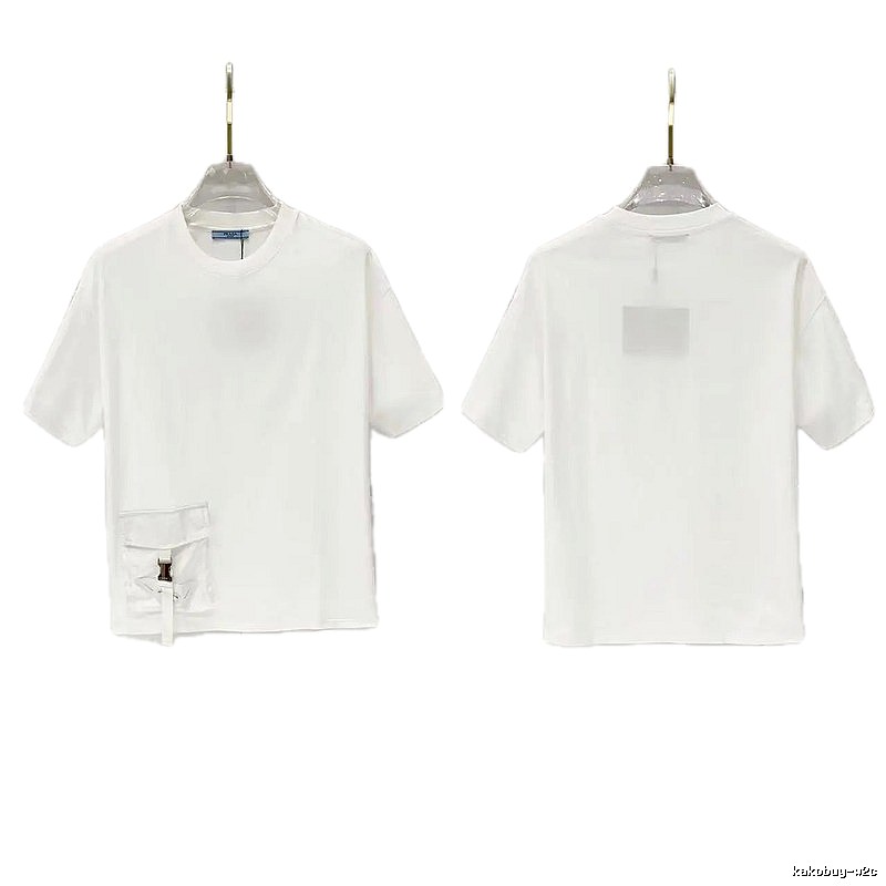 Prada Triangle Logo Minimalist Style White Short-sleeve T-shirt