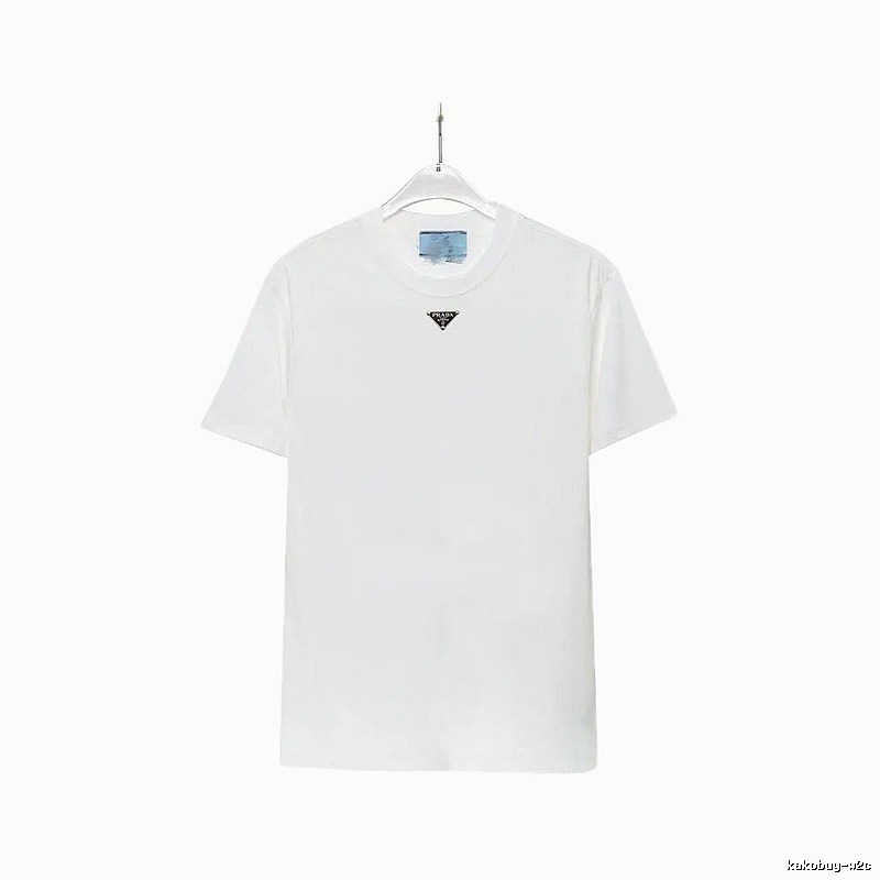 Prada Triangle Logo Minimalist Style White T-Shirt