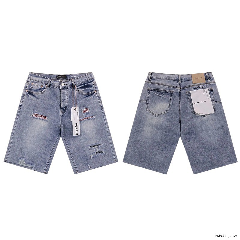 PurpleGodspeed Distressed Light Blue Denim Shorts