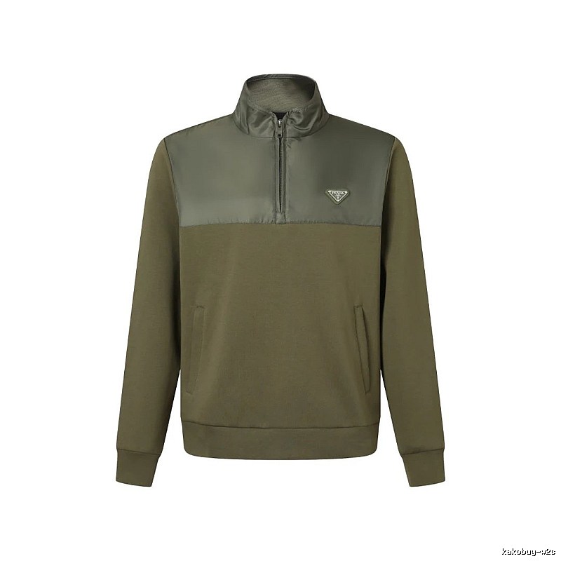 Quarter Zip Sweatshirt by Prada with Olive Quarter Zip Sweatshirt with